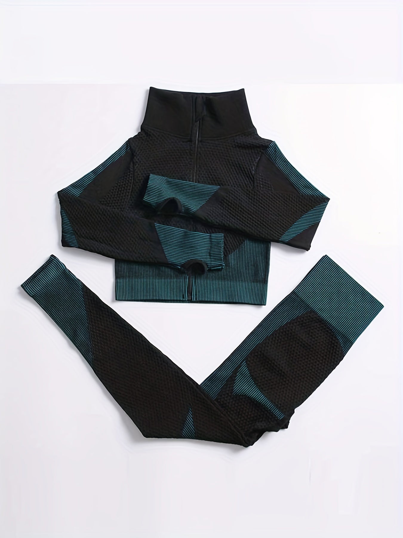 2 Pieces Quick-Drying Seamless Workout Set With Zip-Up Yoga Jacket And High-Waist Leggings - Stay Comfortable And Stylish During Your Workouts