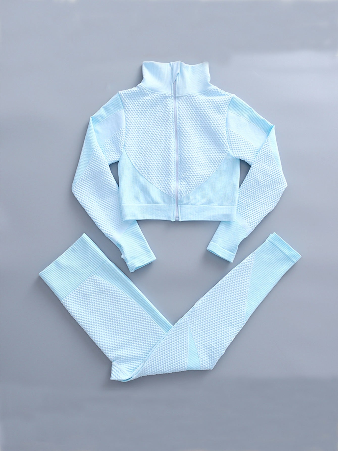 2 Pieces Quick-Drying Seamless Workout Set With Zip-Up Yoga Jacket And High-Waist Leggings - Stay Comfortable And Stylish During Your Workouts