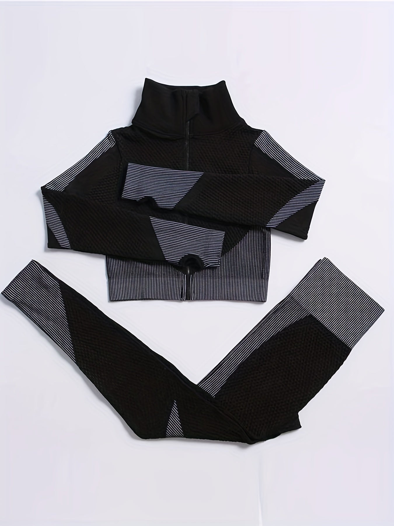 2 Pieces Quick-Drying Seamless Workout Set With Zip-Up Yoga Jacket And High-Waist Leggings - Stay Comfortable And Stylish During Your Workouts