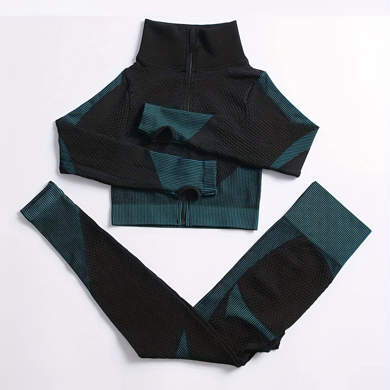 2 Pieces Quick-Drying Seamless Workout Set With Zip-Up Yoga Jacket And High-Waist Leggings - Stay Comfortable And Stylish During Your Workouts