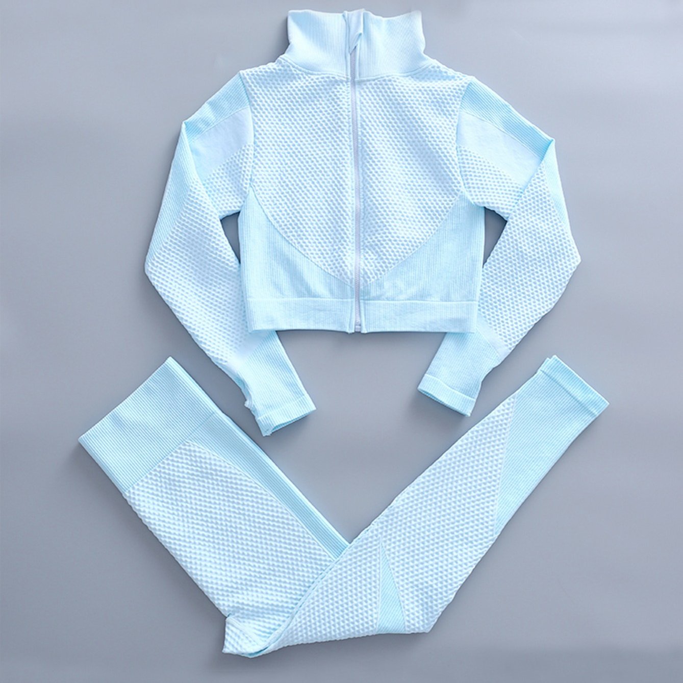 2 Pieces Quick-Drying Seamless Workout Set With Zip-Up Yoga Jacket And High-Waist Leggings - Stay Comfortable And Stylish During Your Workouts