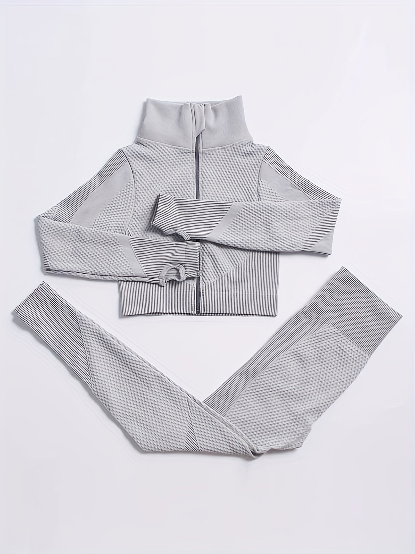 2 Pieces Quick-Drying Seamless Workout Set With Zip-Up Yoga Jacket And High-Waist Leggings - Stay Comfortable And Stylish During Your Workouts
