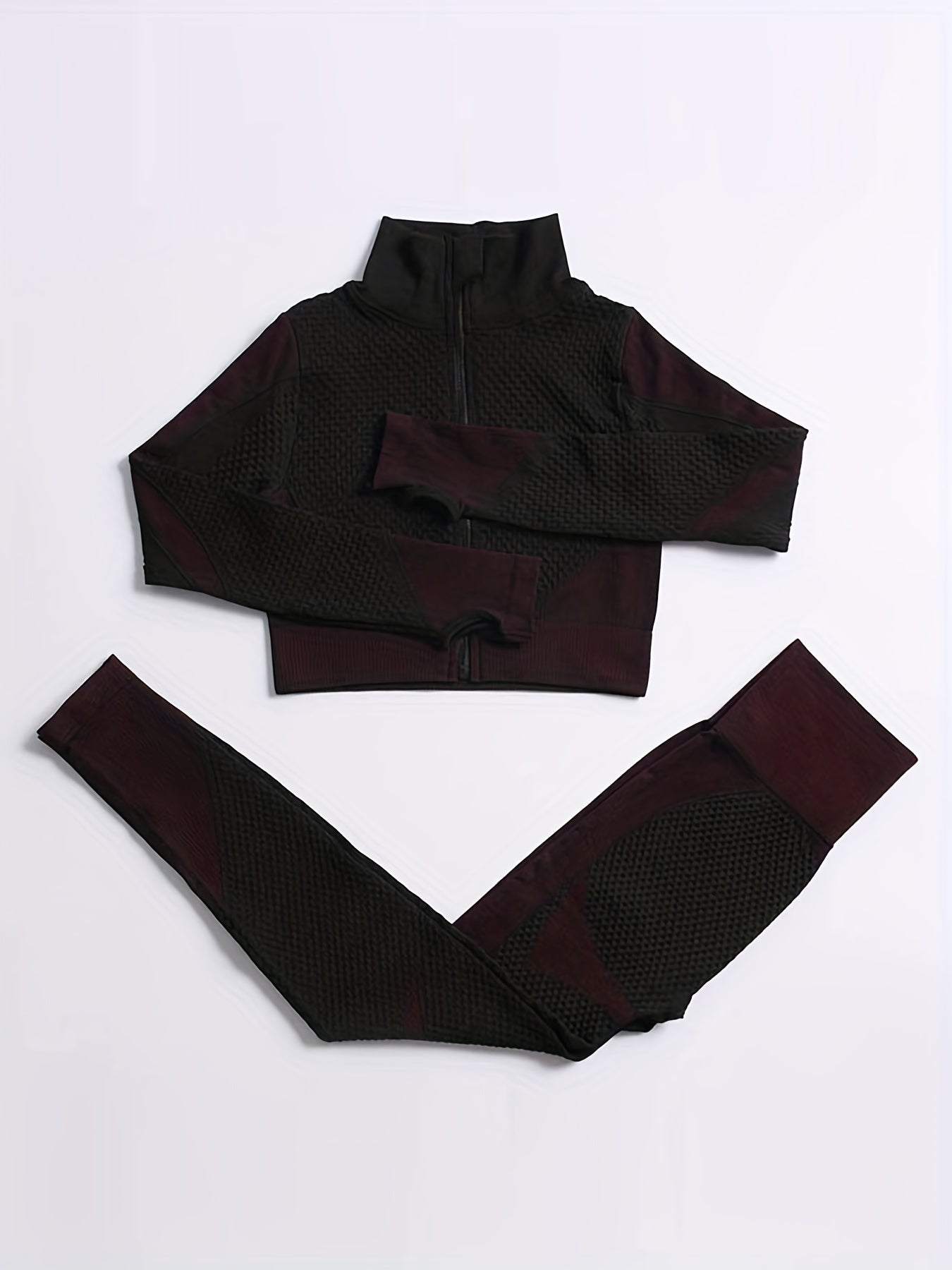 2 Pieces Quick-Drying Seamless Workout Set With Zip-Up Yoga Jacket And High-Waist Leggings - Stay Comfortable And Stylish During Your Workouts