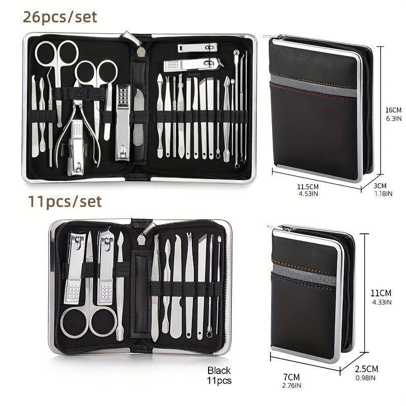 Nail Clipper Set 11/26pcs Set Manicure Set Anti Splash Fingernail Cutter Stainless Steel Nail Scissor Cuticle Tools