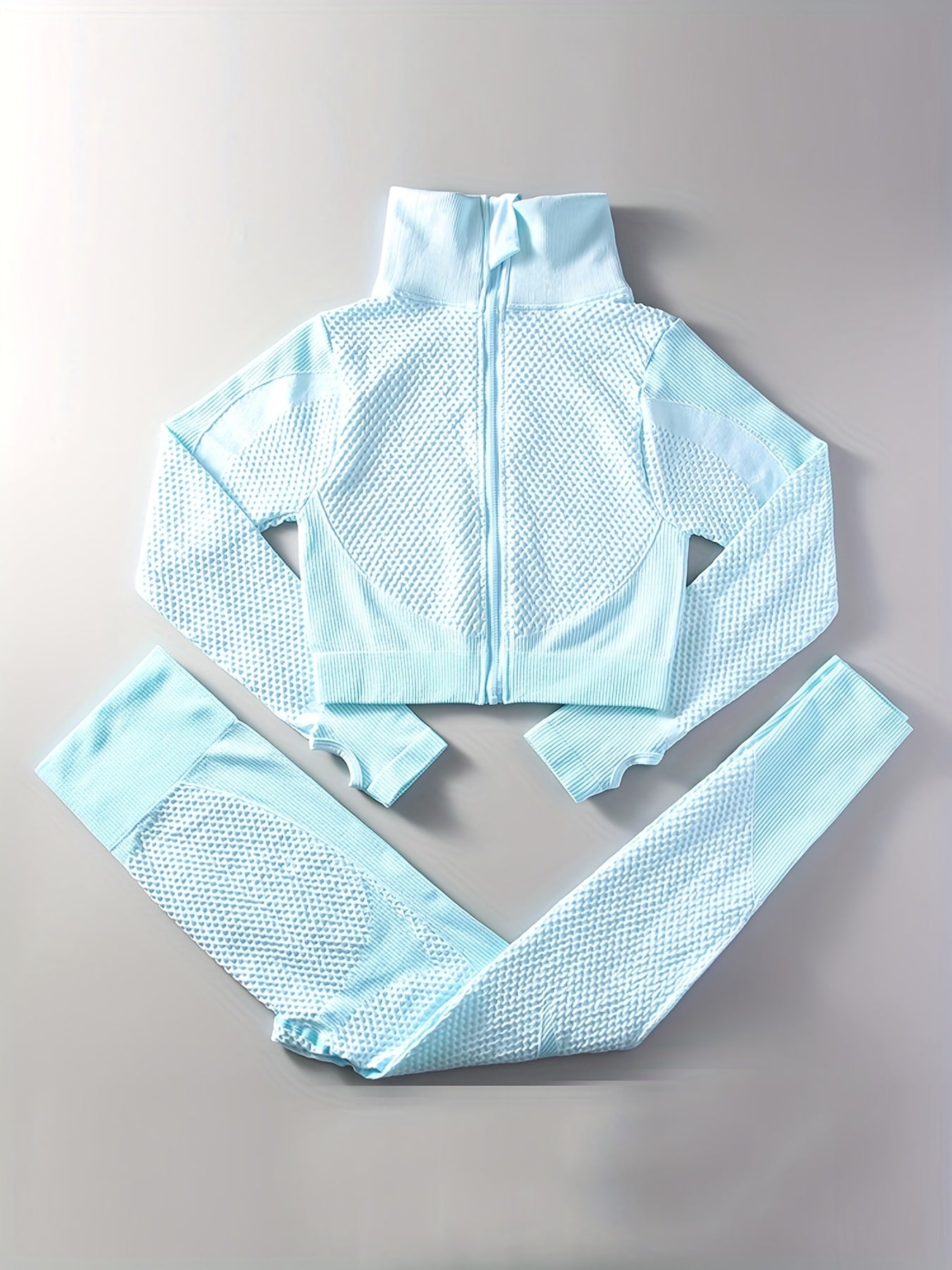 2 Pieces Quick-Drying Seamless Workout Set With Zip-Up Yoga Jacket And High-Waist Leggings - Stay Comfortable And Stylish During Your Workouts