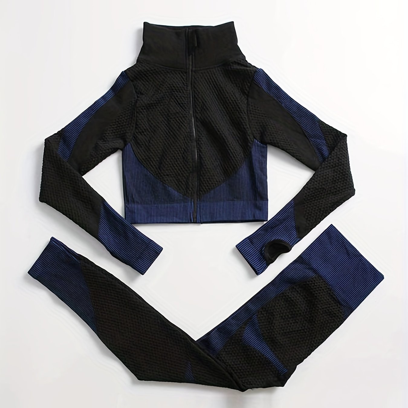 2 Pieces Quick-Drying Seamless Workout Set With Zip-Up Yoga Jacket And High-Waist Leggings - Stay Comfortable And Stylish During Your Workouts
