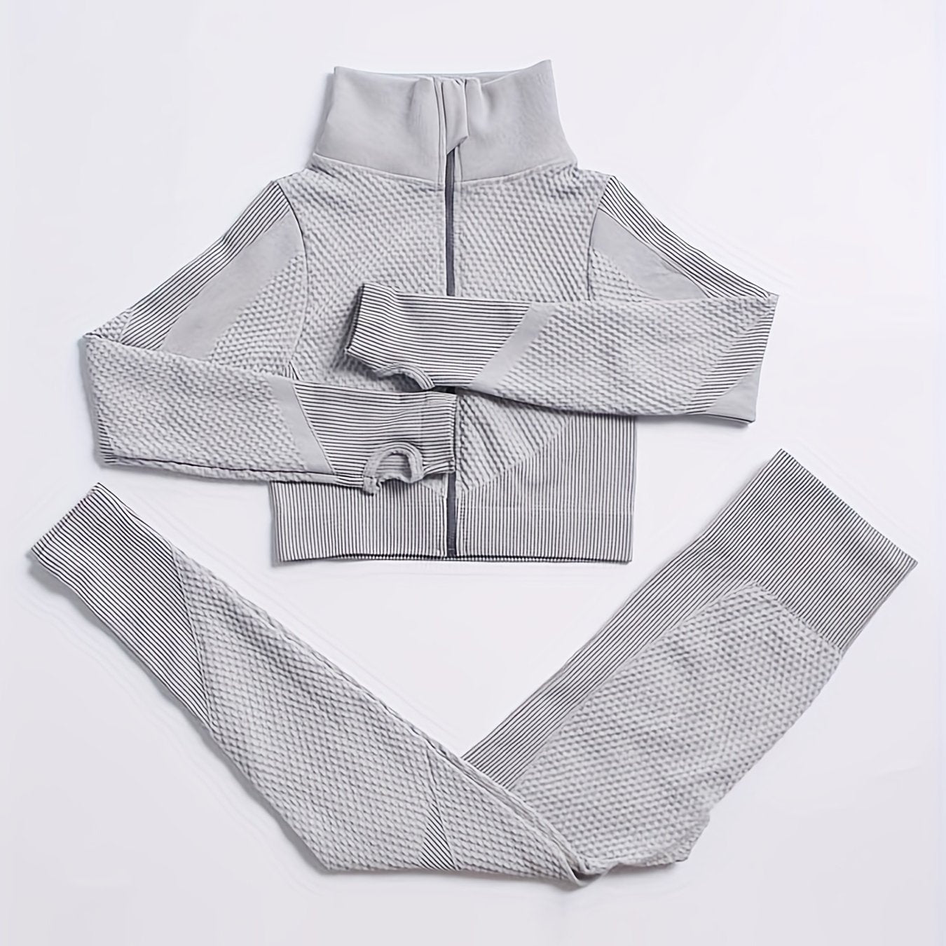 2 Pieces Quick-Drying Seamless Workout Set With Zip-Up Yoga Jacket And High-Waist Leggings - Stay Comfortable And Stylish During Your Workouts