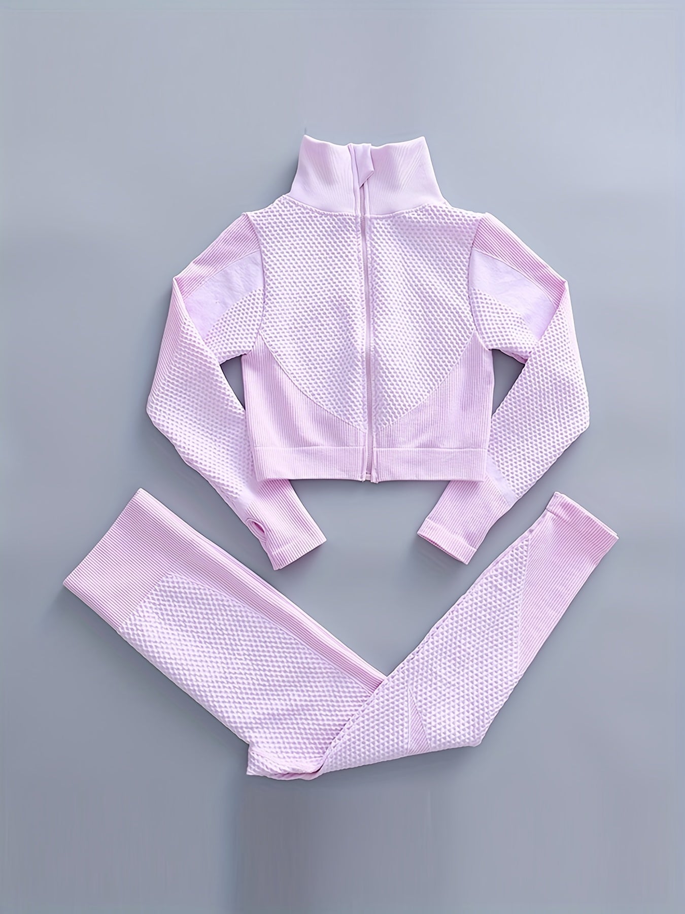 2 Pieces Quick-Drying Seamless Workout Set With Zip-Up Yoga Jacket And High-Waist Leggings - Stay Comfortable And Stylish During Your Workouts