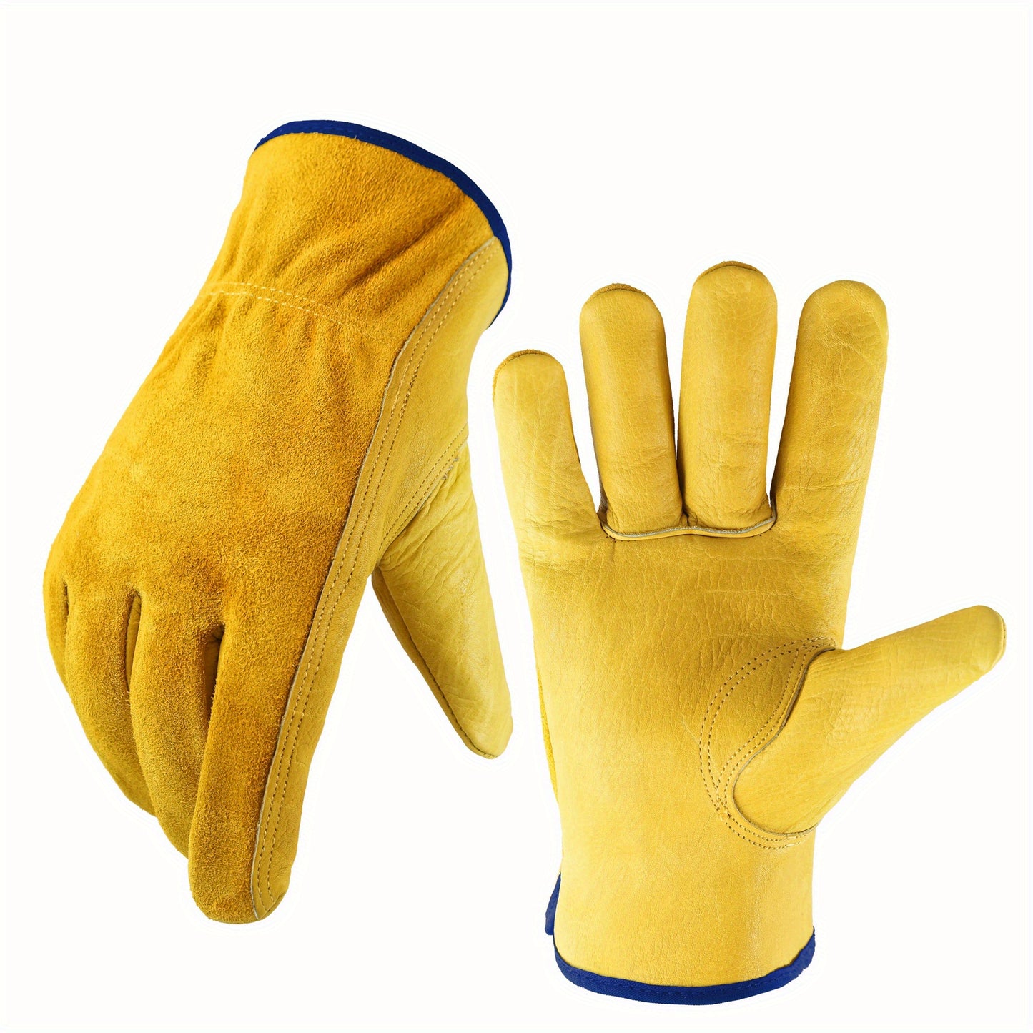 1 Pair Of Leather Work Gloves, Flexible Grip Tough Cowhide Gardening Gloves For Wood Cutting/Construction/Truck Driving/Garden/Yard Working For Men And Women