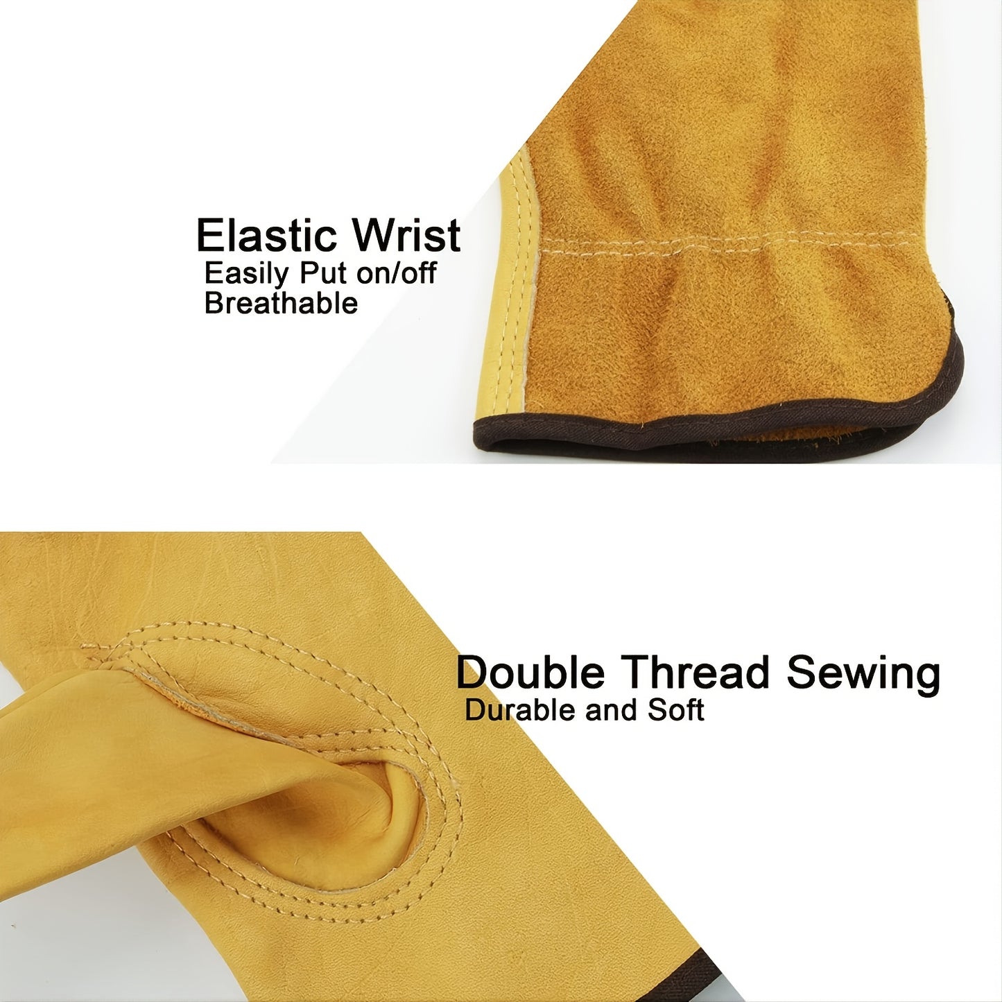 1 Pair Of Leather Work Gloves, Flexible Grip Tough Cowhide Gardening Gloves For Wood Cutting/Construction/Truck Driving/Garden/Yard Working For Men And Women