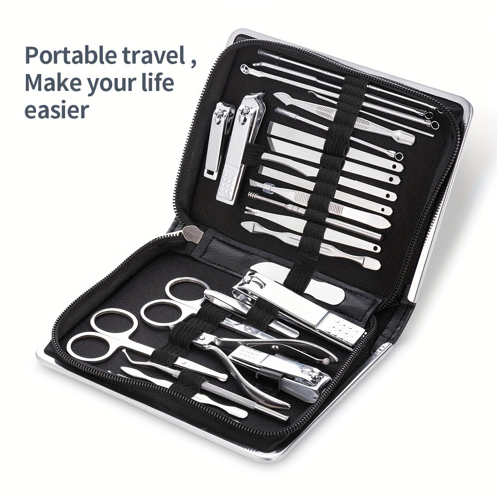 Nail Clipper Set 11/26pcs Set Manicure Set Anti Splash Fingernail Cutter Stainless Steel Nail Scissor Cuticle Tools