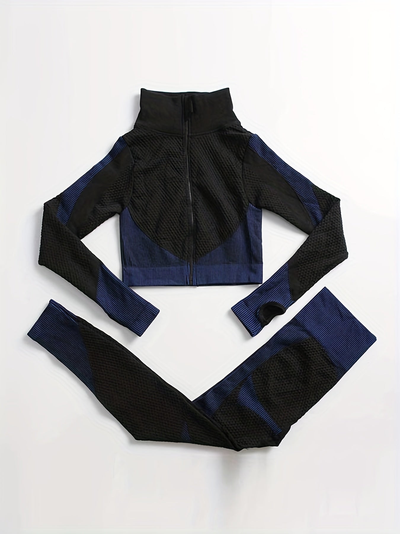 2 Pieces Quick-Drying Seamless Workout Set With Zip-Up Yoga Jacket And High-Waist Leggings - Stay Comfortable And Stylish During Your Workouts