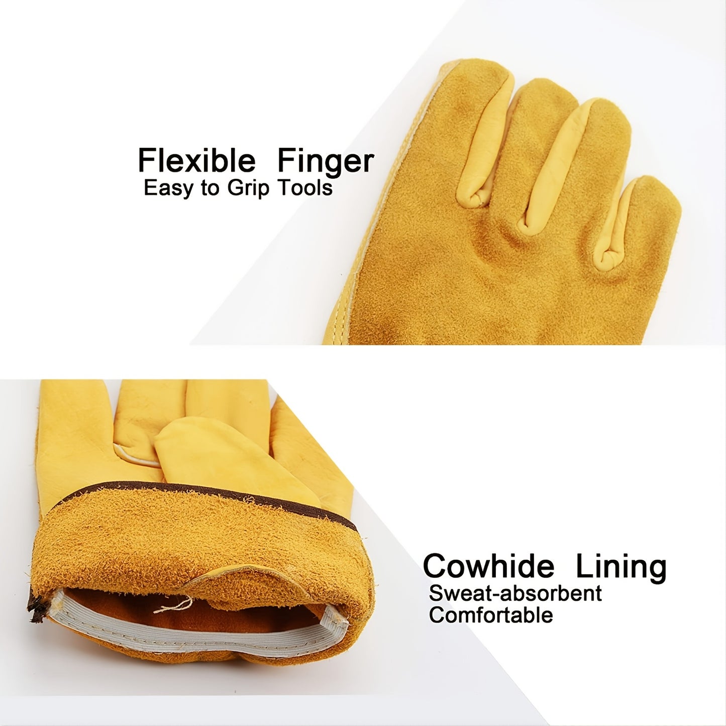 1 Pair Of Leather Work Gloves, Flexible Grip Tough Cowhide Gardening Gloves For Wood Cutting/Construction/Truck Driving/Garden/Yard Working For Men And Women